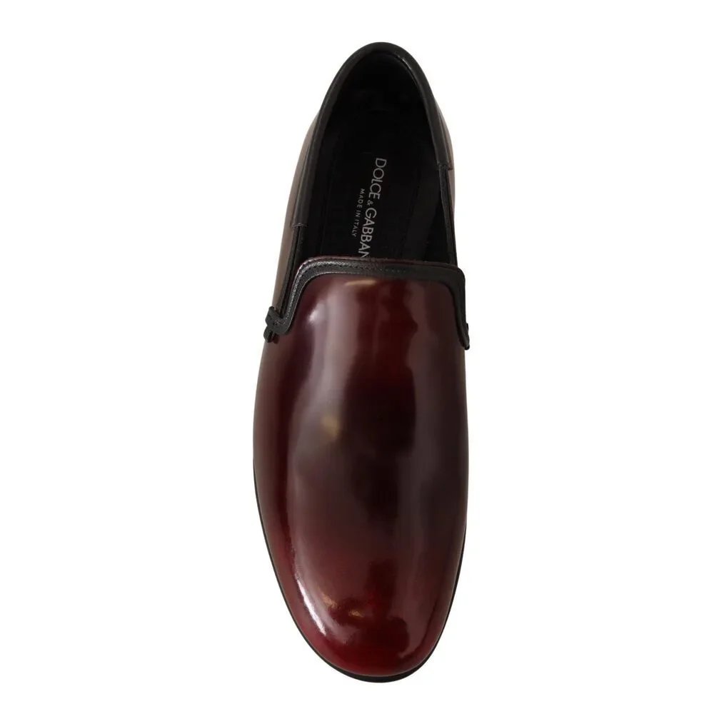 Dolce & Gabbana Elegant Bordeaux Leather Loafers - Picture 3 of 9